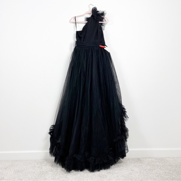 Mac Duggal 20412 Ruffled One Shoulder High Low Tulle Gown Size 4 NWT Black - Picture 11 of 13